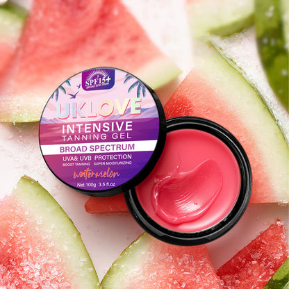 UKLOVE tanning gel SPF15+ watermelon fragrance intensive boost tanning