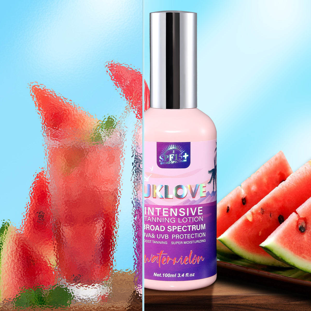 UKLOVE tanning cream SPF15+ watermelon fragrance intensive boost tanning