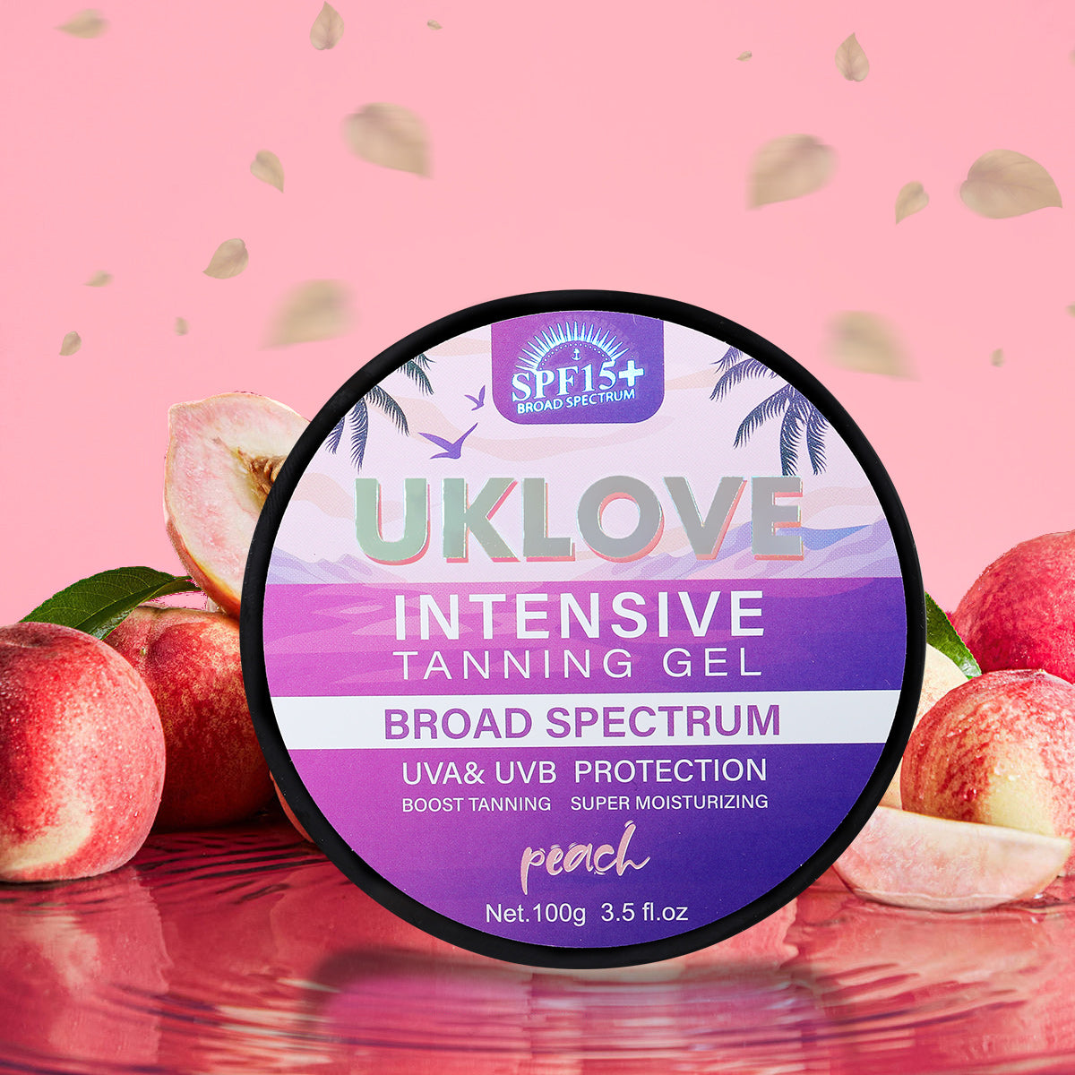 UKLOVE tanning gel SPF15+ peach fragrance intensive boost tanning